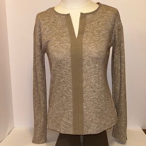 Sanctuary Women’s Light Brown & Gold Metallic accent along sleeve top size XS